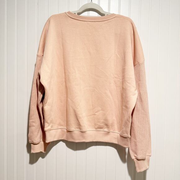 Anthropologie Pilcro Pink Mixed Rib Sweatshirt Size Small - Picture 6 of 6